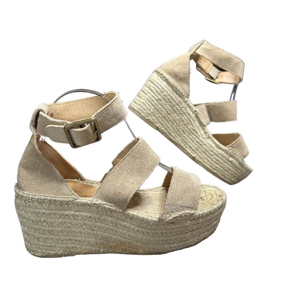 Soludos Platform Espadrille Wedge Sandals Suede Ankle Strap Size 7.5 Blush - Picture 2 of 15